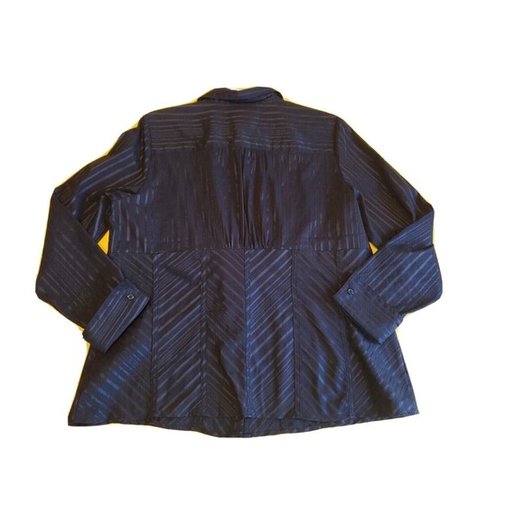 Womens Sz 18 Button Front Dressy 3/4 Sleeve Shinny Subtle Stipes Michel Antoni - Picture 2 of 11